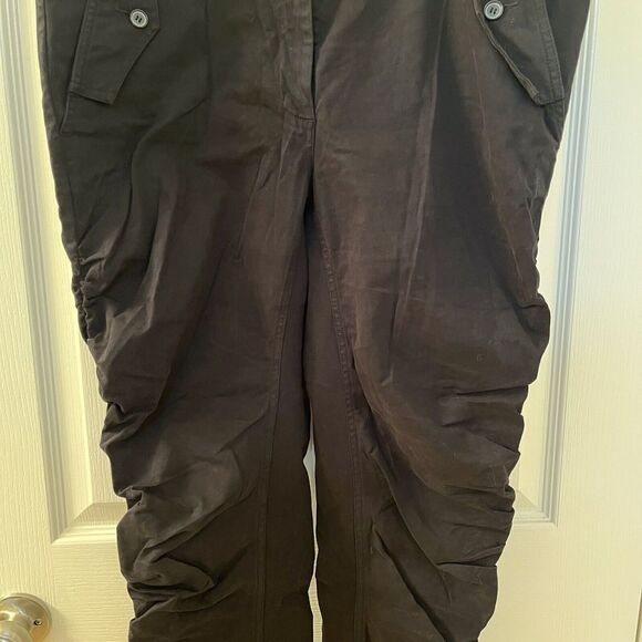 Robert Rodriguez Black Ruched Stretch Cotton Pants Slim Fit Women's Size 10 - Picture 3 of 16